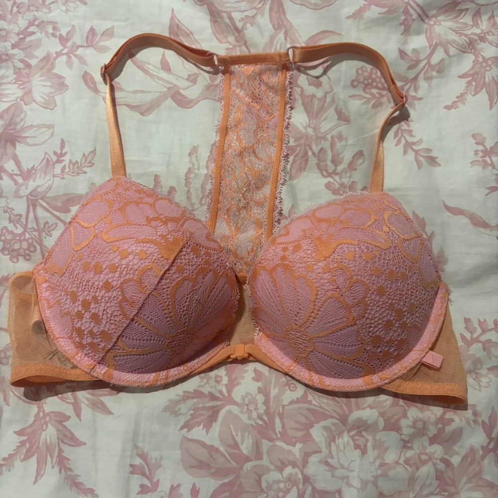 Victoria's Secret pink and orange push-up bra size 34B